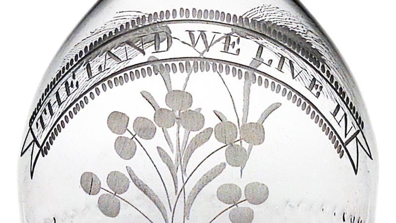 Detail from: “The Land We Live In The Land We Left Behind” Irish decanter