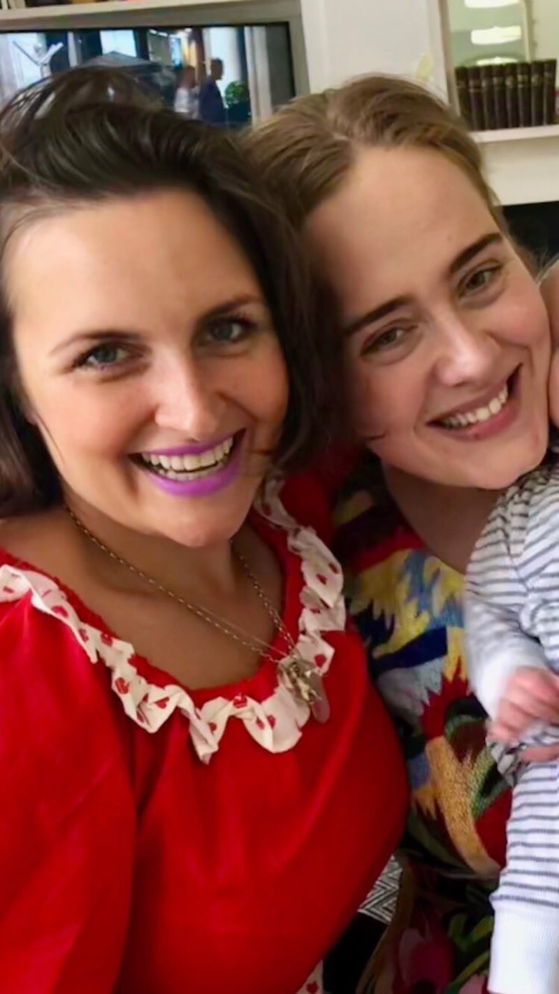 Laura Dockrill and her best friend, the singer Adele, in an Instagram pic that Adele posted to praise the way Dockrill dealt with postpartum psychosis. Photograph: Adele/Instagram