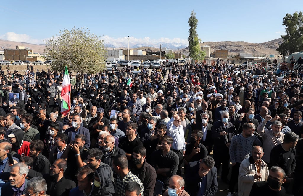 Iranians in the funeral procession of people killed in a shooting attack, in the city of Izeh in Iran's Khuzestan province, on November 18th. Photograph: Alireza Mohammadi/Getty Images
