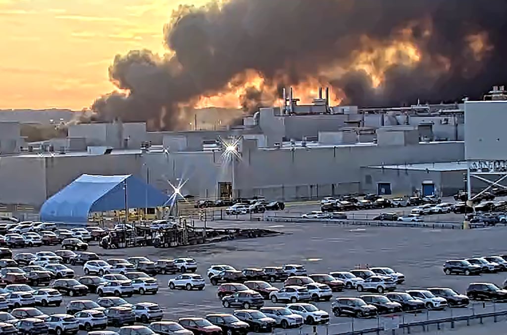 The aftermath of an aircraft crash near the Louisville Muhammad Ali International Airport in Louisville, Kentucky. Photograph: Kentucky Transportation Cabinet via The New York Times