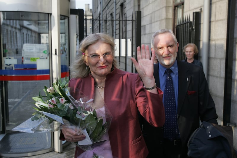 Dr Lydia Foy with Michael Farrell outside the High Court in Dublin after the delivery of a landmark judgement in 2007. Photograph: Frank Miller