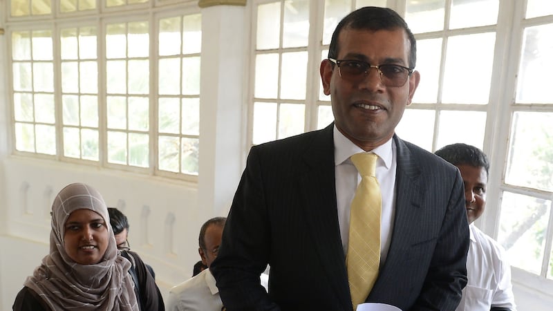 Mohamed Nasheed, the exiled former president of the Maldives, arrives for a press conference in Colombo, Sri Lanka, on January 22nd. Photograph: Lakruwan Wanniarachchi/AFP/Getty Images