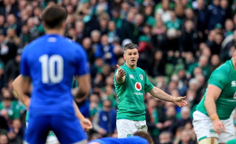 Johnny Sexton in action against France. 'Being around someone like Johnny and different guys like that, longer now than I would have been, gives you more opportunities to learn,' says Ryan. Photograph: Dan Sheridan/Inpho