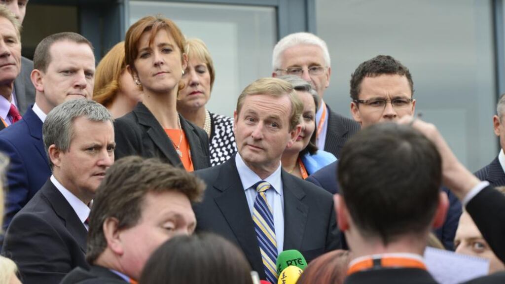 Taoiseach Enda Kenny speaks to media during the second day of the Fine Gael national conference in Limerick today. Photograph: Alan Betson/The Irish Times.