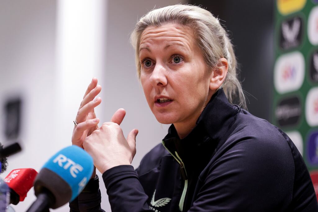 Head coach Carla Ward at the Ireland squad announcement in Dublin. Photograph: Laszlo Geczo/Inpho