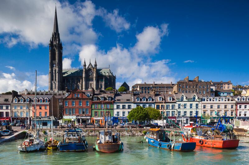 Cobh: St Colman’s Cathedral from the harbour of the Co Cork town. Photograph: Digital Vision/Getty