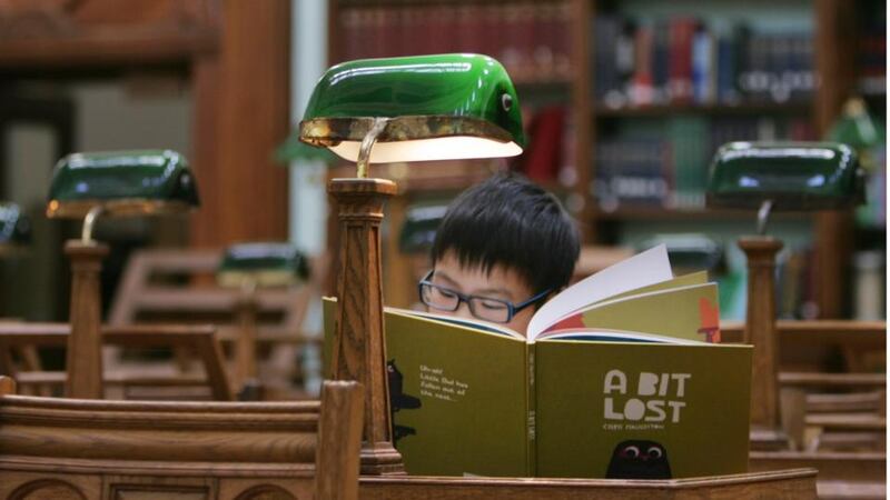 Reading at the National Library. Photograph: Bryan O’Brien