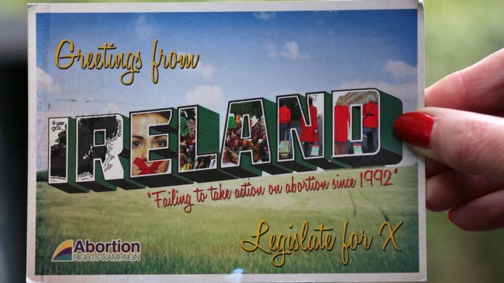 Abortion Rights Campaign postcard sent to members of the Oireachtas. Photograph: Joe O’Shaughnessy