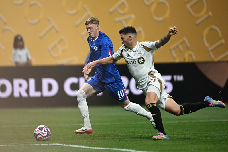Cole Palmer in action against LAFC's Ryan Hollingshead. Photograph: Paul Ellis/AFP via Getty Images
