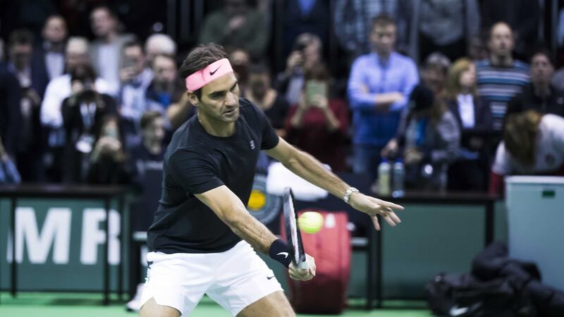Roger Federer trains ahead of the of the ABN AMRO World Tennis Tournament in Rotterdam. Photograph: Koen Suyk/EPA