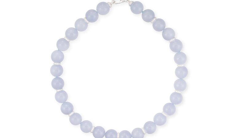 Blue chalcedony and diamond necklace by Margherita Burgener