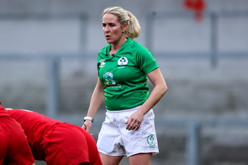Former Irish international player turned referee, Joy Neville will become the first woman to officiate at a men’s World Cup. Photograph: Ben Brady/Inpho
