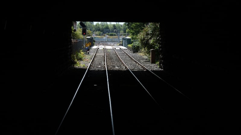 A train approaches the exit to the Phoenix Park rail. Heuston station is further ahead and to the left. Photograph: Brenda Fitzsimons/The IrishTimes