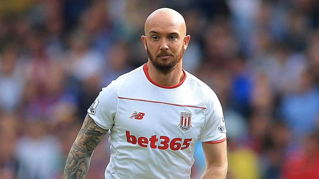 Stoke midfielder Stephen Ireland suffered a broken leg in training on Tuesday   morning. Photograph:   John Walton/PA Wire
