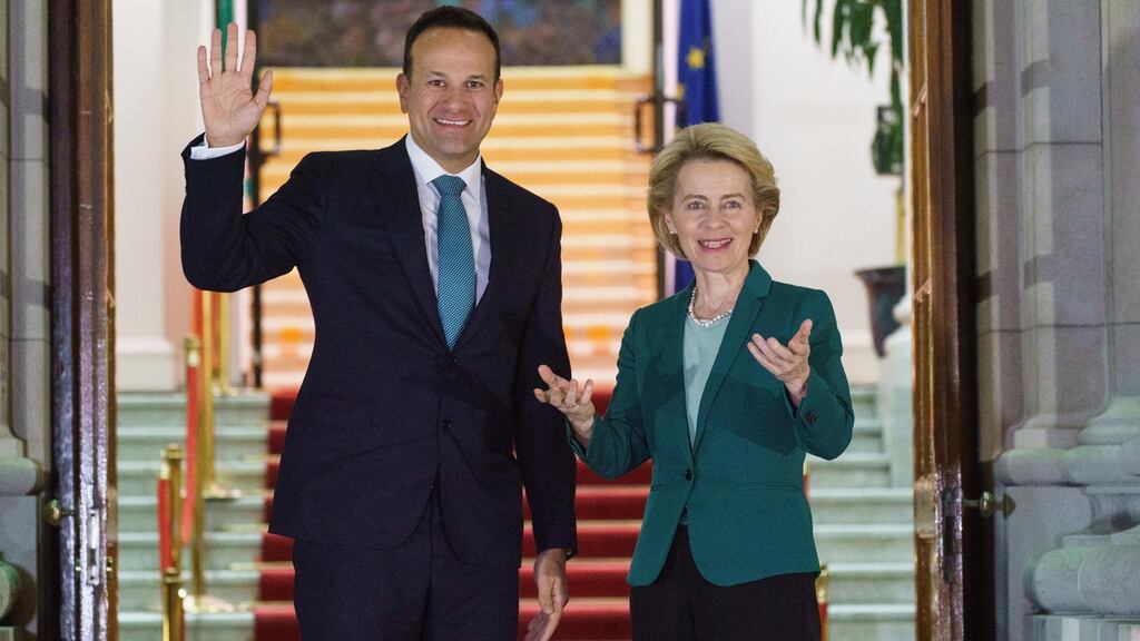 Leo Varadkar with European Commission president Ursula von der Leyen at Government Buildings in January. Photograph: Fran Veale