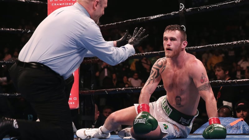 Dennis Hogan suffered a seventh round knockout in new York. Photograph: Peter Foley/EPA