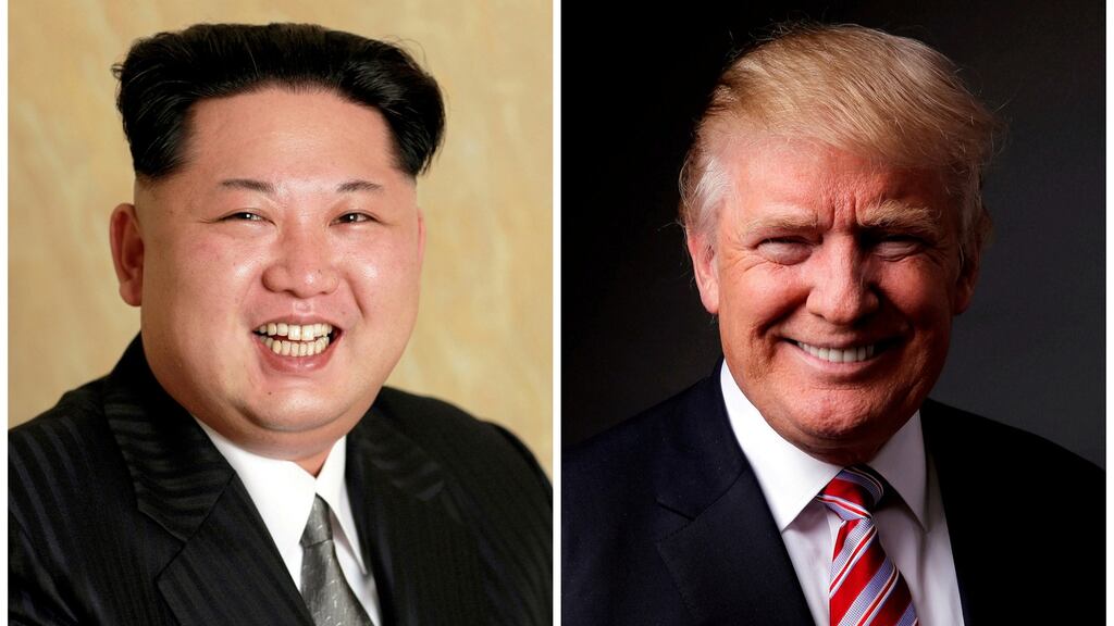 All smiles: But a proper summit between North Korea’s Kim Jong-un and US president Donald Trump will require the thrashing out of hard issues. File photographs: KCNA/Lucas Jackson/Reuters