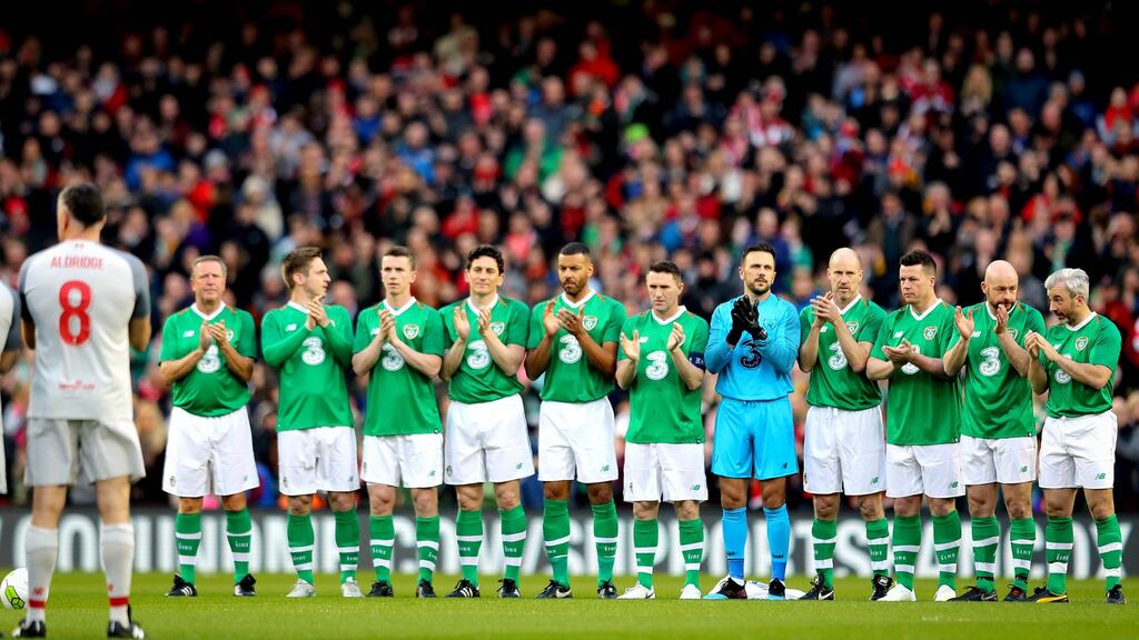 A charity match between a Liverpool Legends and Republic of Ireland XI raised €748,000 for the Seán Cox Rehabilitation Trust. Photograph: Ryan Byrne/Inpho