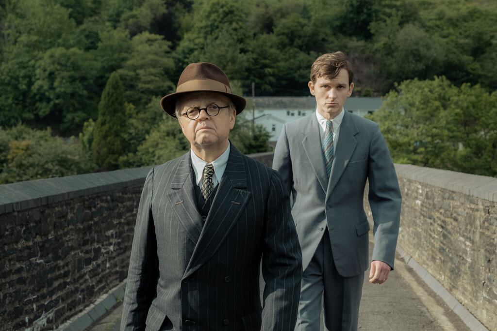 Toby Jones (foreground) as Philip Burton and Harry Lawtey as Richard Burton from the film Mr Burton. Photograph: Icon Film Distribution/Warren Orchard