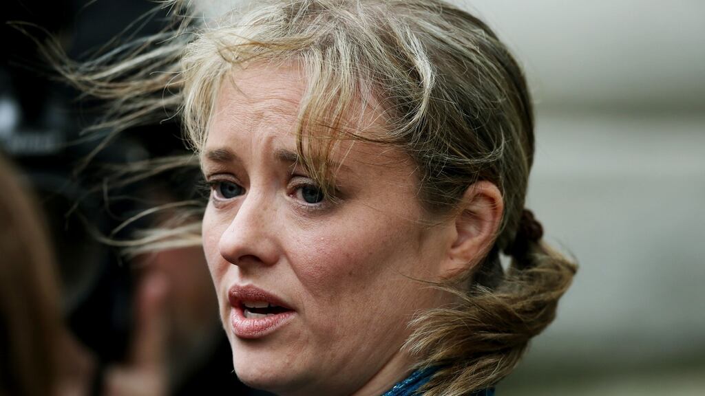 Abuse survivor Maíria Cahill speaks to the media after leaving Government Buildings in Dublin, following a meeting with Taoiseach Enda Kenny today. Photograp: Brian Lawless/PA Wire