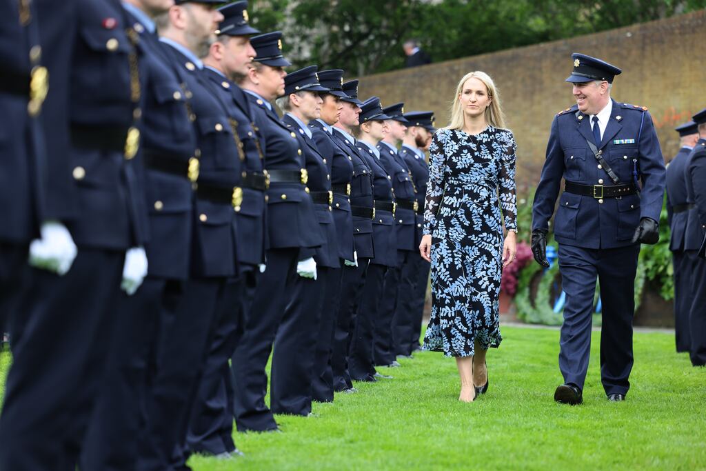 Minister for Justice Helen McEntee at the annual Garda Memorial Day honour. Photograph: Dara Mac Dónaill