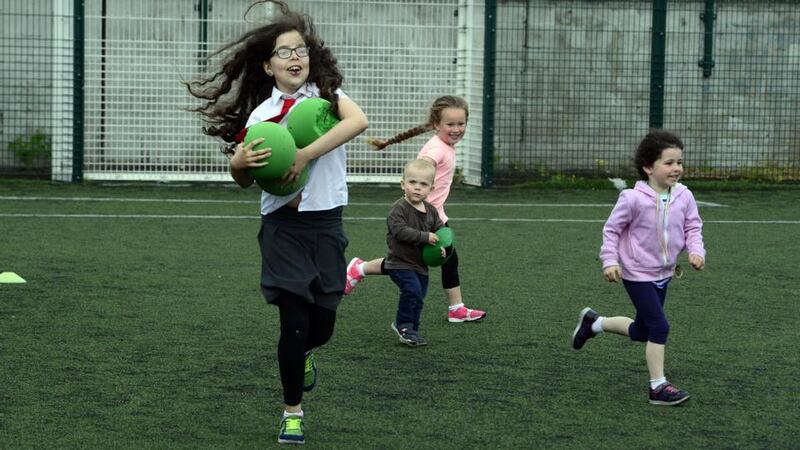Fun Direction: girls at one of Ciaran Duffy’s training sessions. Photograph: Cyril Byrne