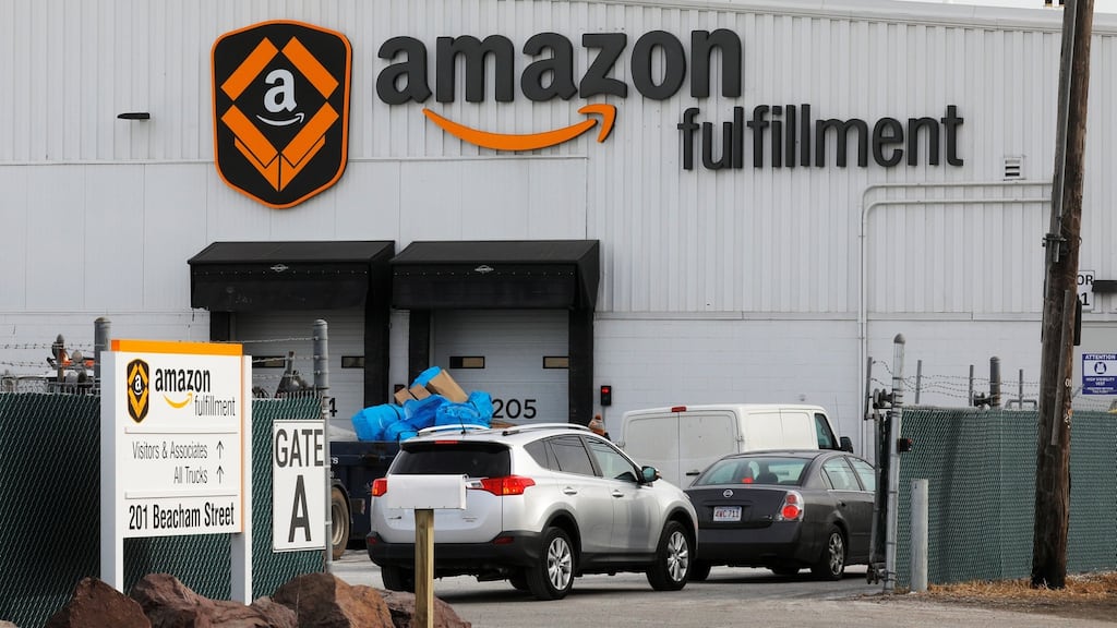 The bracelet concept, which aims to streamline the fulfilment of orders, adds another layer of surveillance to an already challenging working environment. Photograph: Reuters