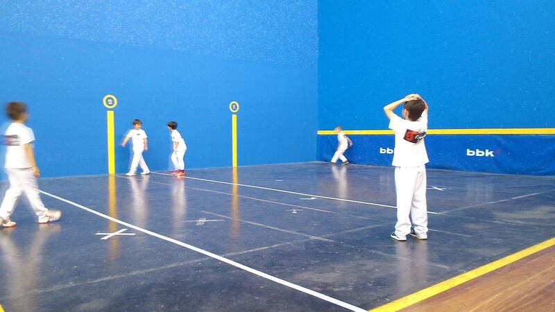 Children play at Kurene pelota club in Sopela. Photograph: Guy Hedgecoe