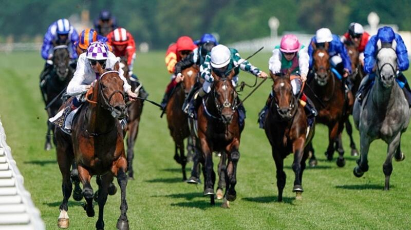 Kevin Manning riding Poetic Flare to win the St James’s Palace Stakes at Ascot. Photograph: Alan Crowhurst/Getty Images