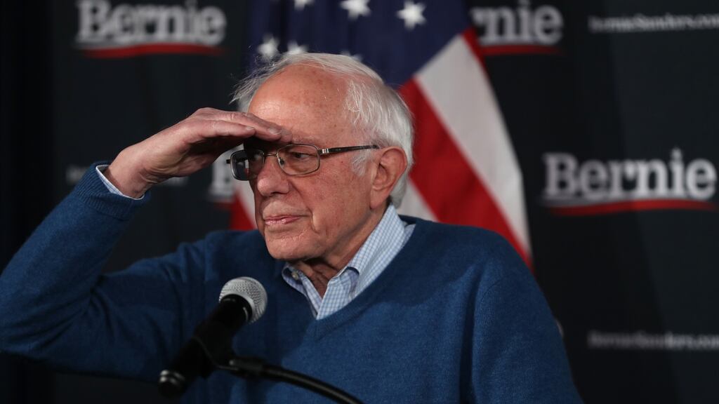 Bernie Sanders: “We are now at a point with some 97 per cent of the precincts reporting where our campaign is winning the popular initial vote by some 6,000 votes.” Photograph: Justin Sullivan/Getty Images