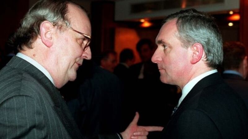 The late PJ Mara with former Fianna Fáil leader and taoiseach Bertie Ahern. Photograph: David Sleator/The Irish Times.