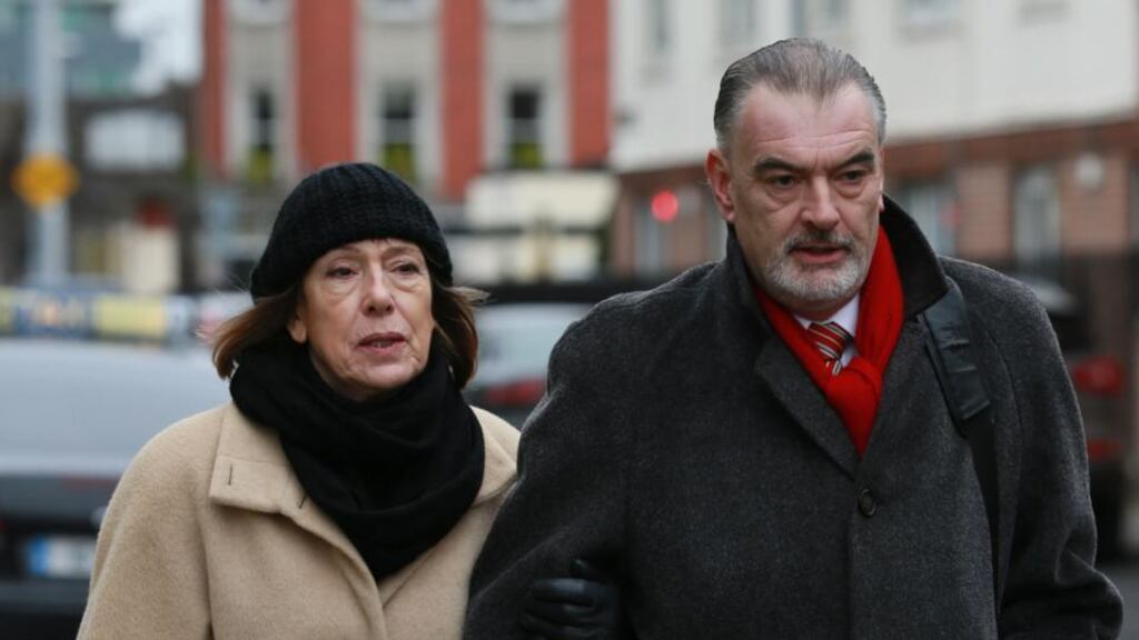 Jules Thomas and Ian Bailey pictured outside the Four Courts during a break in his High Court action for damages. Photograph: Courts Collins
