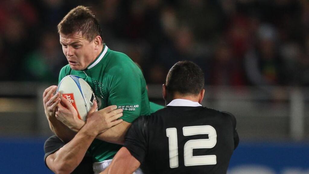 Brian O’Driscoll is tackled by Sonny Bill Williams during the Test last June. Ireland lost 42-12, one of 12 defeats O’Driscoll has suffered against New Zealand in the Ireland shirt. Photograph: Sandra Mu/Getty Images
