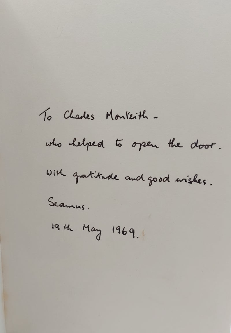 Inscription inside Death of a Naturalist ( from Ulysses Rare Books)