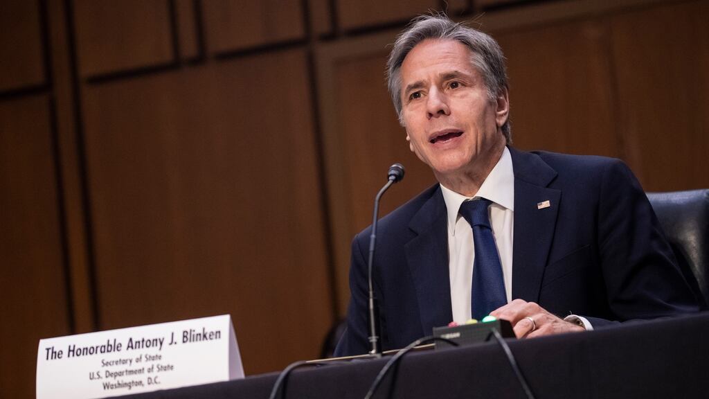 US secretary of state Antony Blinken also raised other contentious topics, including China’s treatment of Uighur Muslims, Hong Kong and Taiwan. Photograph: Shawn Thew/EPA