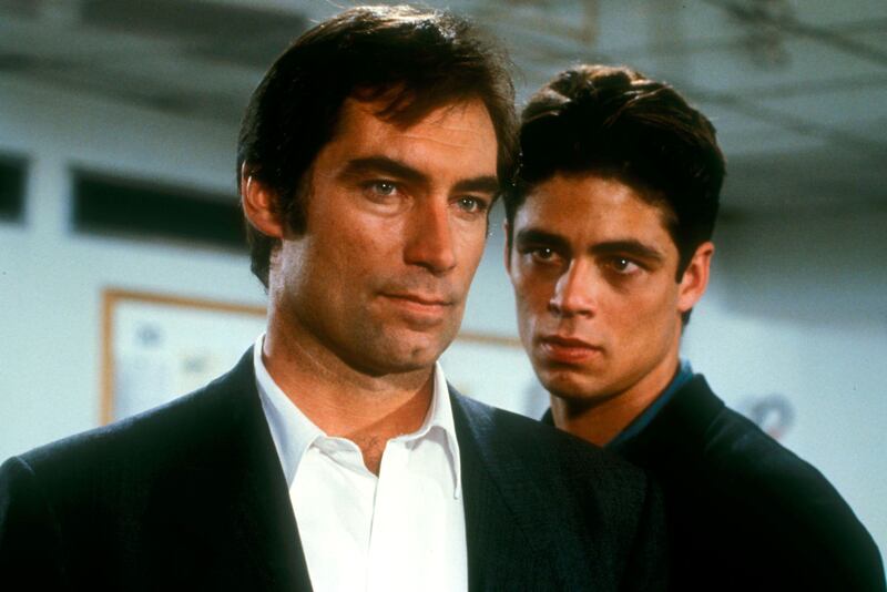 Licence to Kill: Timothy Dalton and Benicio del Toro in the James Bond film from 1989, directed by John Glen