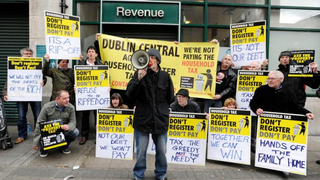 Protesters picketed the Revenue information office on O’Connell Street today. Photograph: Dave Meehan/The Irish Times