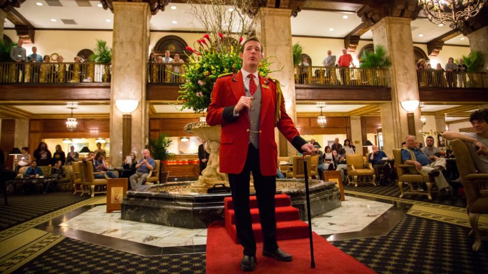 The renovated lobby of the famous Peabody Hotel. Photograph:  Chris Carmichael/New York Times