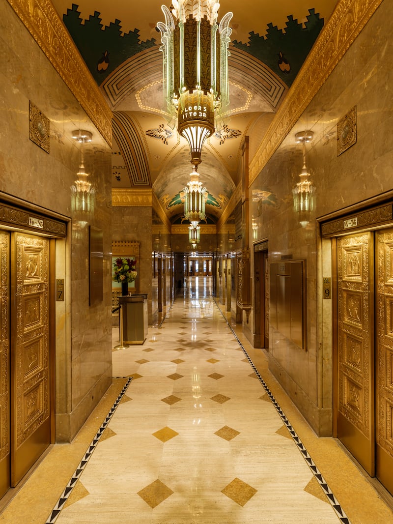 The lobby of the Fred F French building. Photograph: Karsten Moran/The New York Times
