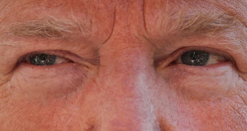 Donald Clarke: ‘The American polity has been dragged towards the authoritarian right by the election of Donald Trump.’ Members of the media are reflected in the president’s eyes at the White House on April 10th. Photograph: AP/Pablo Martinez Monsivais