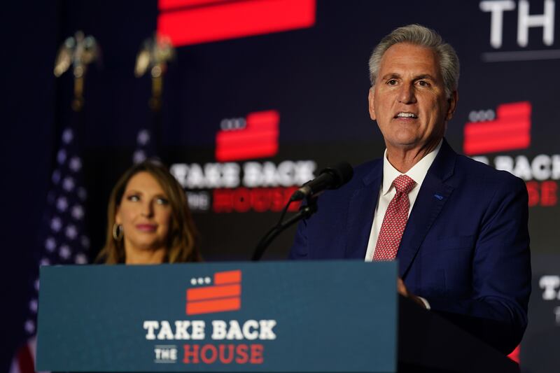 A narrow House majority will place Republican minority leader Kevin McCarthy at the mercy of a fractured caucus, with extremists pursuing an agenda of vengeance against Democrats. Photograph: Will Oliver/EPA