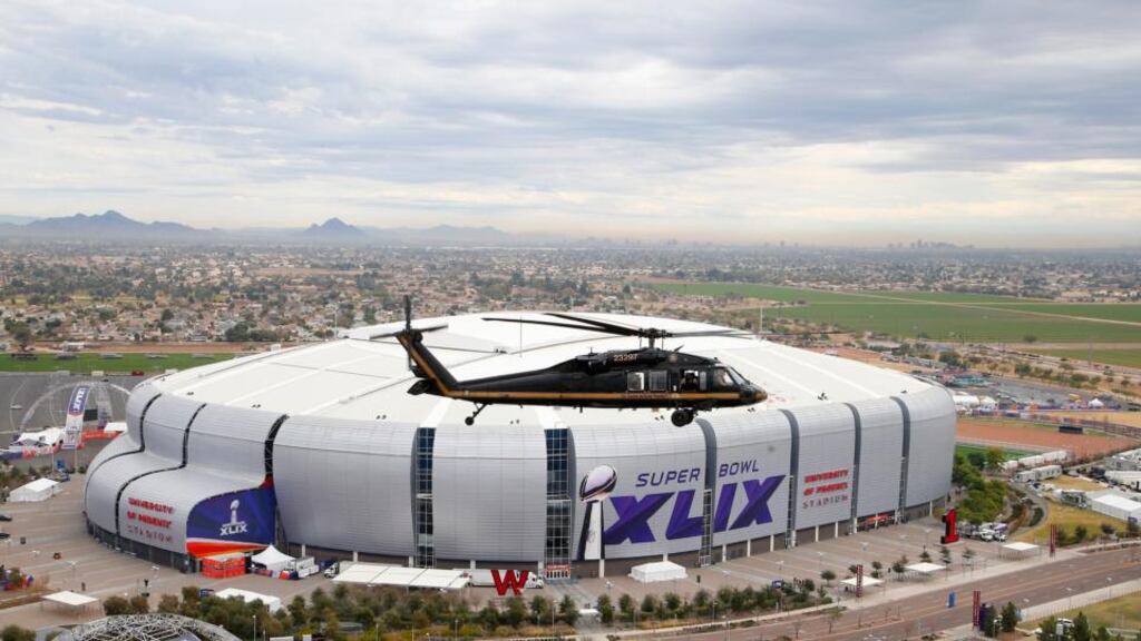 The Super Bowl arena in Phoenix, Arizona. NBC is charging a record $4.5 million on average for a 30-second TV commercial during the game.