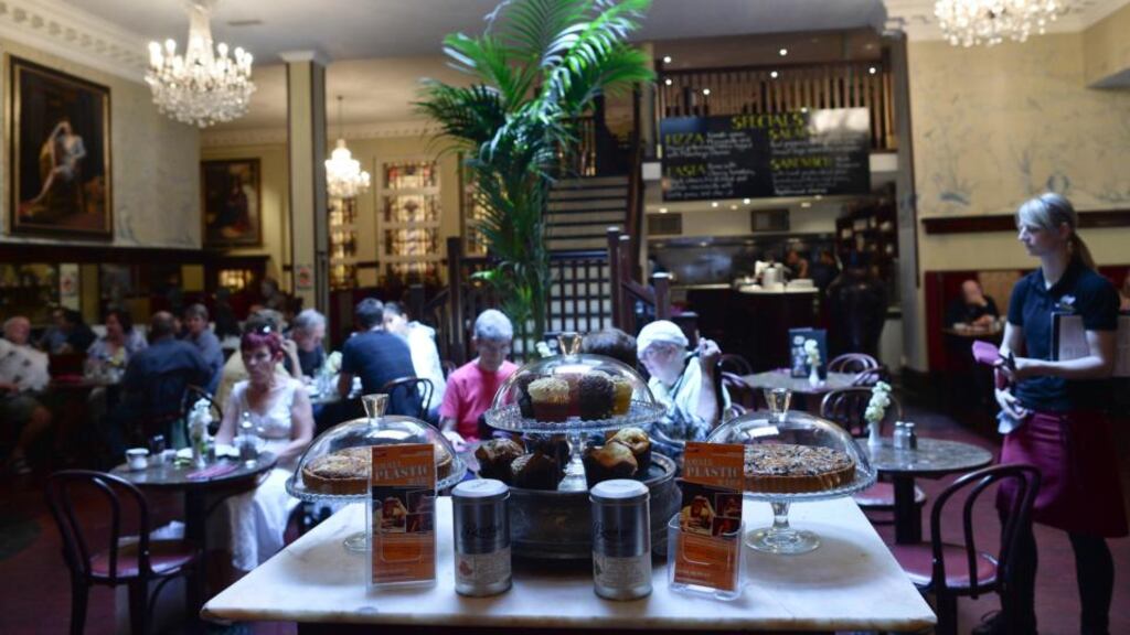 A general view of the inside of Bewley’s Cafe on busy Grafton Street in Dublin. Photograph: Artur Widak/PA Wire