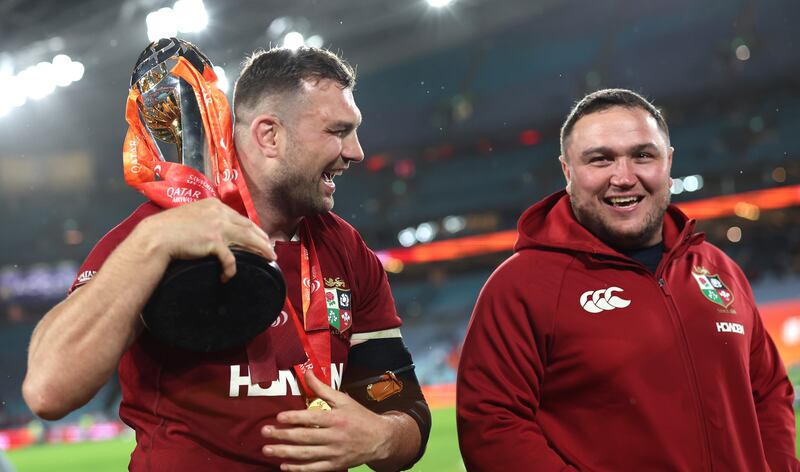 Lions' Tadhg Beirne and Jamie George. Photograph: James Crombie/Inpho