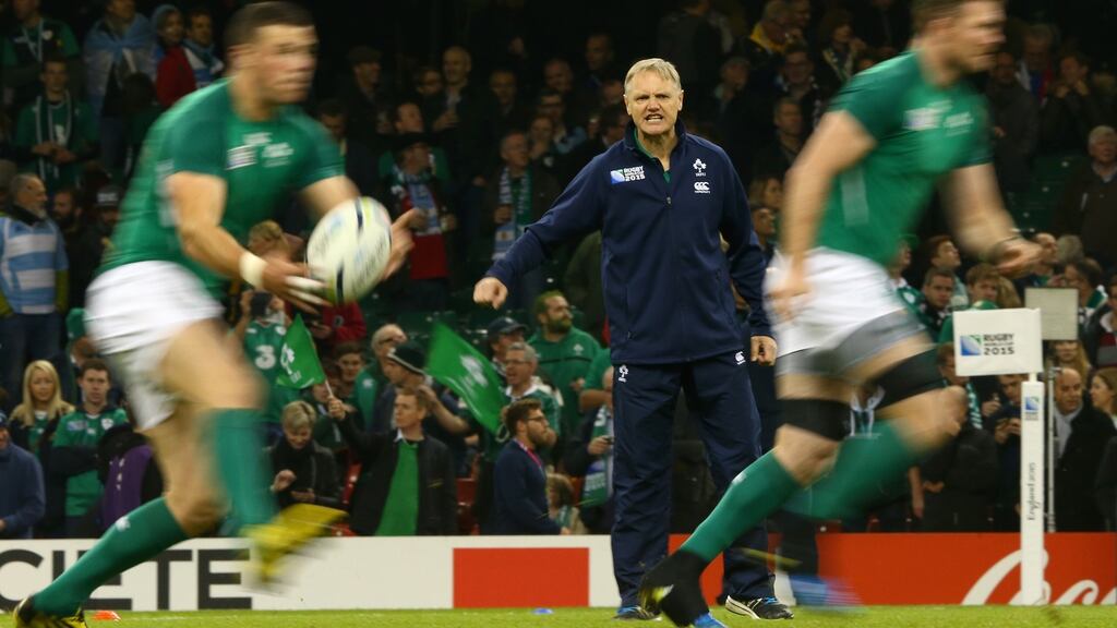Ireland head coach Joe Schmidt watches his team from the sideline. Photograph: Michael Steele/Getty Images