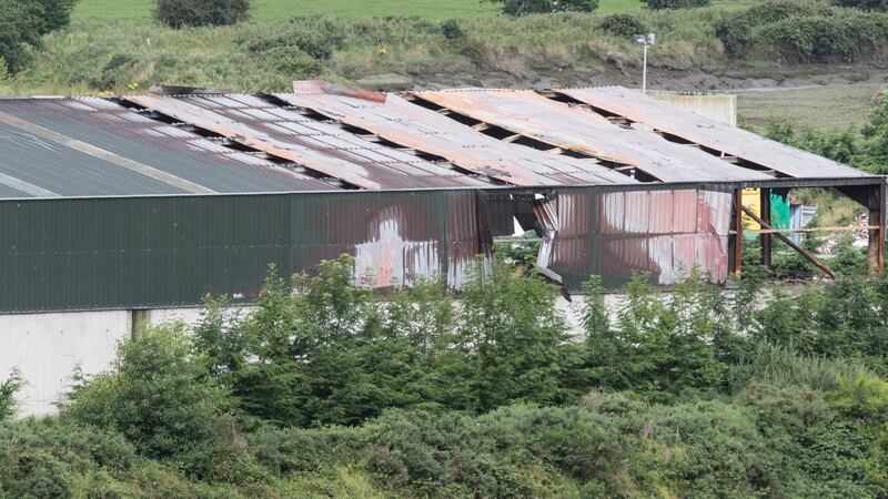 One of the damaged sheds at Ferry's Refuse and Recycling site at Rossbracken outside Letterkenny.