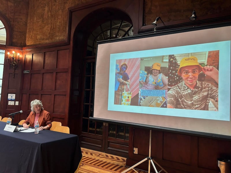 Prof Claire Connolly delivering a lecture at the Symposium of Irish Studies in Latin America at Universidad Nacional Autónoma de México (UNAM) in Mexico City. Photograph: Aurora Piñeiro