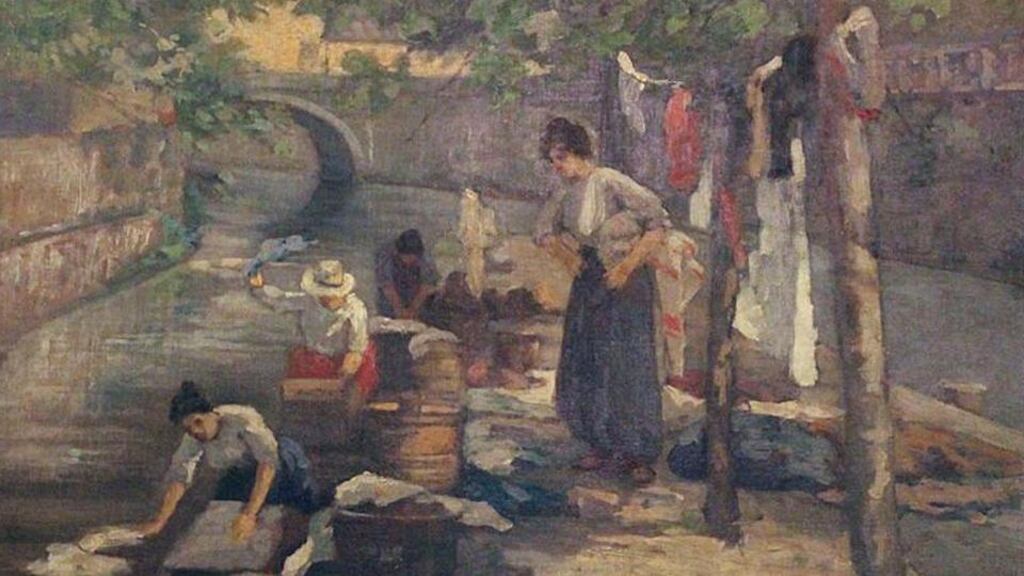 ‘Women Washing Clothes In A Canal’ by Walter Osborne was withdrawn from the auction