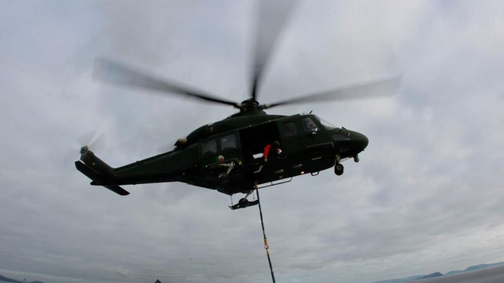 An Air Corps Agusta Westland AW139 helicopter in action off the coast of Co Kerry. Photograph: Brian Lawless/PA Wire