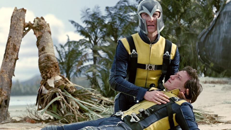 Fassbender (left) with James McAvoy in ‘X-Men: First Class’